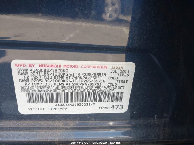 2011 MITSUBISHI OUTLANDER SPORT JA4AR4AU1BZ023847 Photo 8
