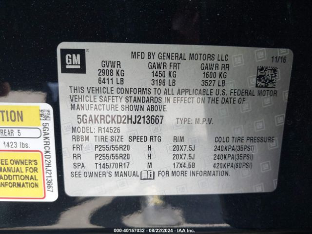 5GAKRCKD2HJ213667 Buick Enclave Premium