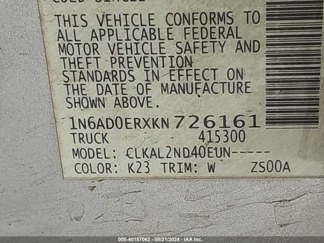 Nissan Frontier Sv 2019 1N6AD0ERXKN726161 Image 9