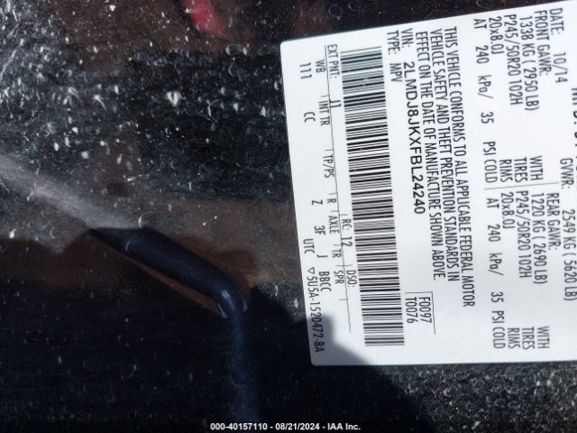 2LMDJ8JKXFBL24240 Lincoln MKX