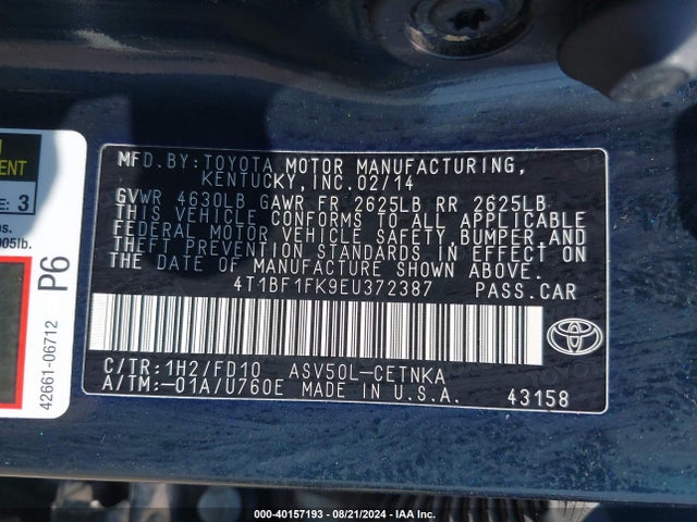 Toyota CAMRY LE 2014 4T1BF1FK9EU372387 Image 9