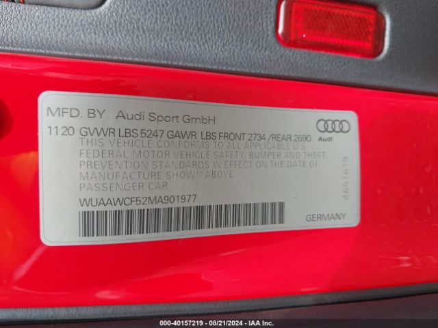 2021 AUDI RS 5 SPORTBACK WUAAWCF52MA901977 Photo 8