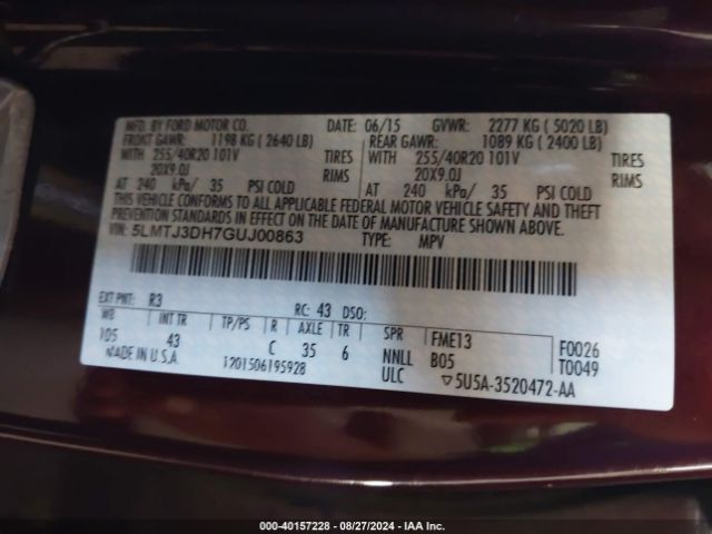 5LMTJ3DH7GUJ00863 Lincoln Mkc Reserve