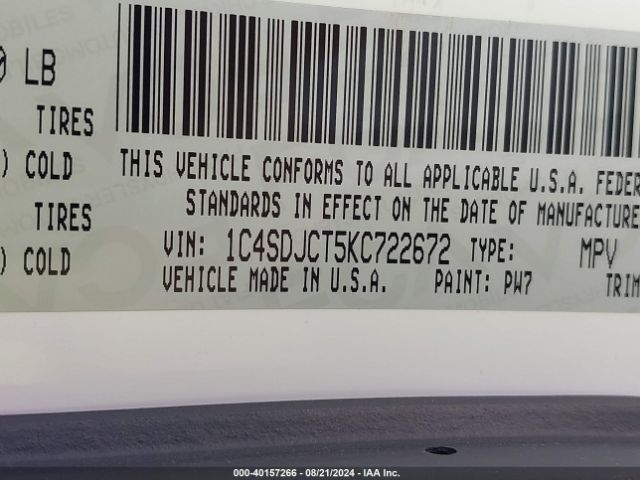 1C4SDJCT5KC722672 Dodge Durango R/t Awd