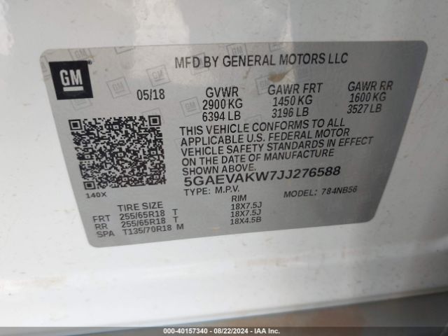 5GAEVAKW7JJ276588 Buick Enclave Essence