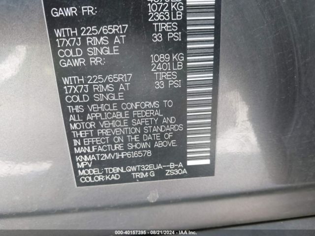 KNMAT2MV1HP616578 Nissan ROGUE SV