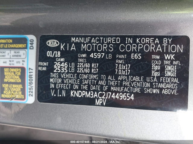KIA Sportage Lx 2018 KNDPM3AC2J7449654 Image 9