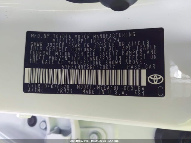Toyota COROLLA LE 2024 5YFB4MDE9RP170077 Image 9