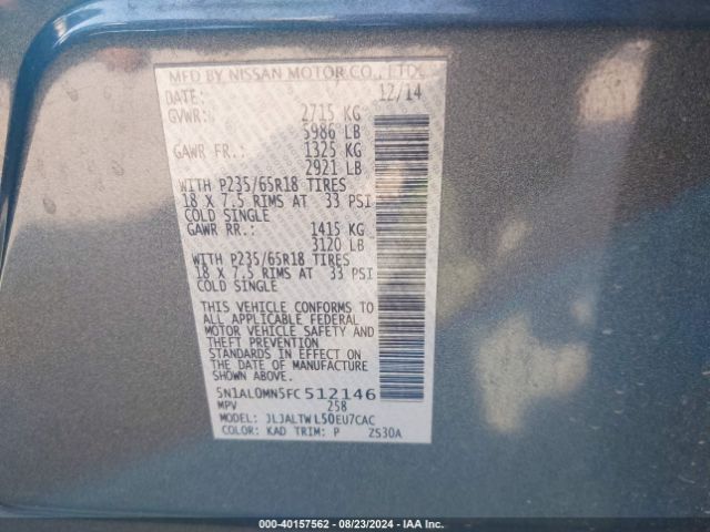 5N1AL0MN5FC512146 Infiniti QX60