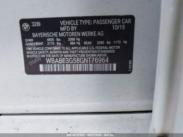WBA8E3G58GNT76964 BMW 328i Xdrive
