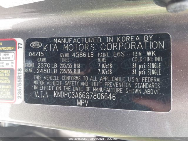 KNDPC3A66G7806646 KIA Sportage Sx