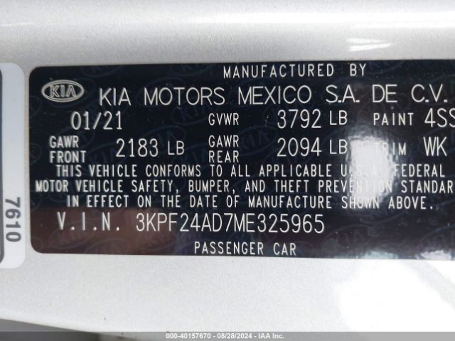 3KPF24AD7ME325965 KIA Forte Lxs
