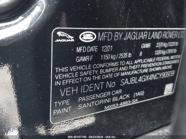 SAJBL4GX4NCY90939 Jaguar Xf R-dynamic Se P300 Awd Automatic