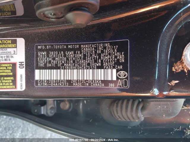 Toyota COROLLA SE 2017 2T1BURHE0HC875176 Image 9