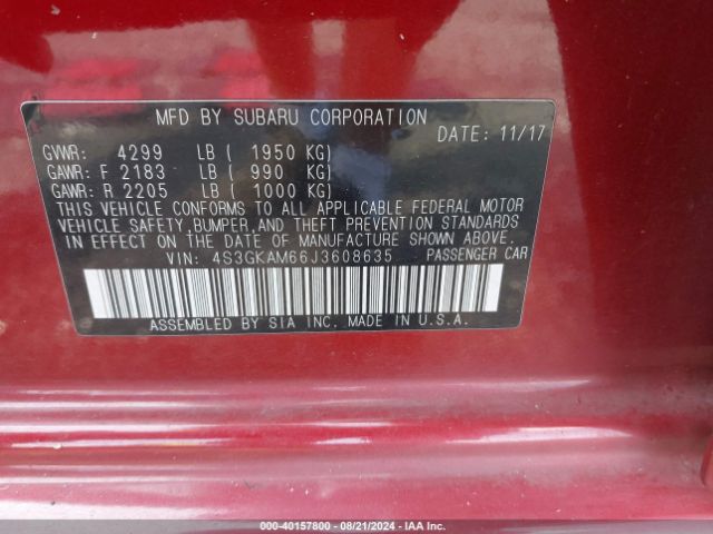 4S3GKAM66J3608635 Subaru Impreza 2.0i Sport