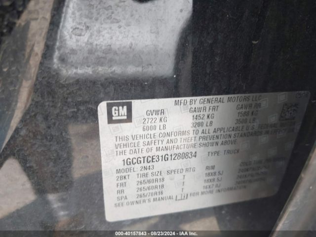 1GCGTCE31G1280834 Chevrolet Colorado Lt