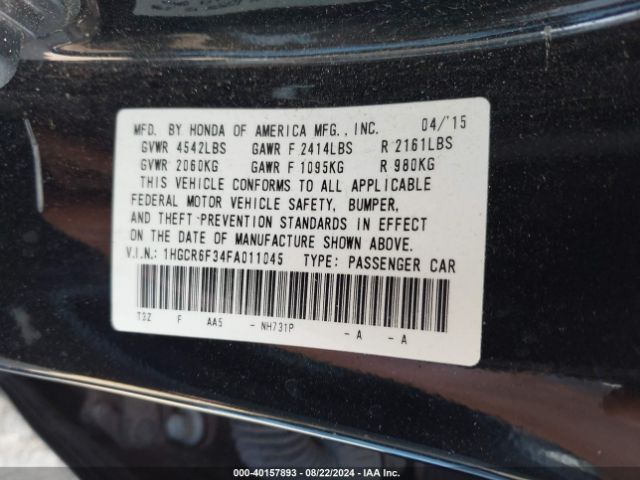 1HGCR6F34FA011045 Honda ACCORD HYBRID
