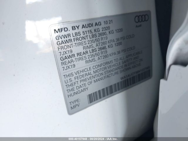 WA1AUCF36N1037965 Audi Q3 Premium 40 Tfsi Quattro Tiptronic
