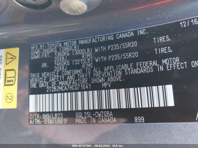 2T2BZMCA7HC071641 Lexus RX 350