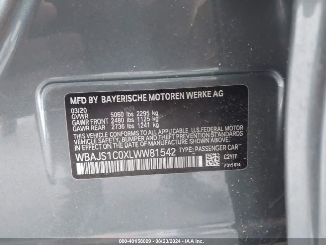 WBAJS1C0XLWW81542 BMW 540I