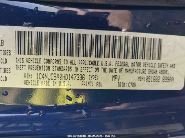 1C4NJCBA0HD147336 Jeep Compass Sport Fwd