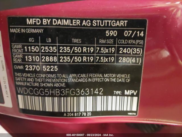 WDCGG5HB3FG363142 Mercedes-Benz GLK 350