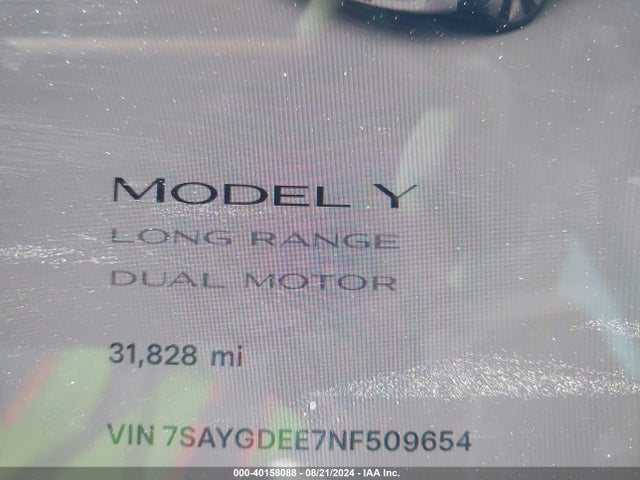 2022 TESLA MODEL Y 7SAYGDEE7NF509654 Photo 6