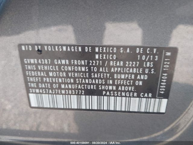 3VW4S7AJ7EM383772 Volkswagen Jetta Gli Autobahn W/nav