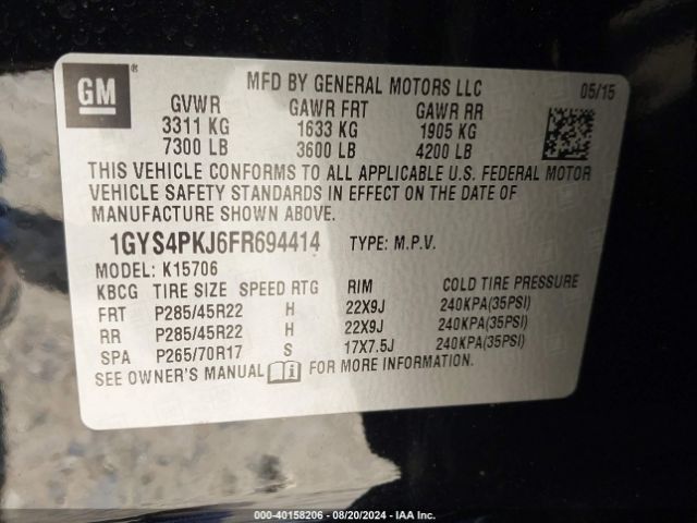 1GYS4PKJ6FR694414 Cadillac Escalade Platinum