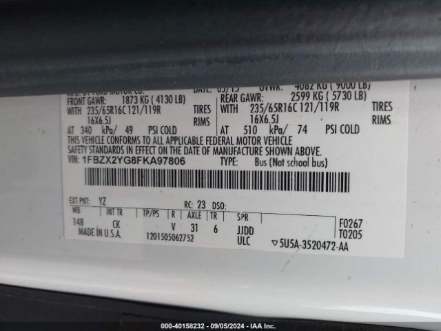 1FBZX2YG8FKA97806 Ford Transit-350 Xlt
