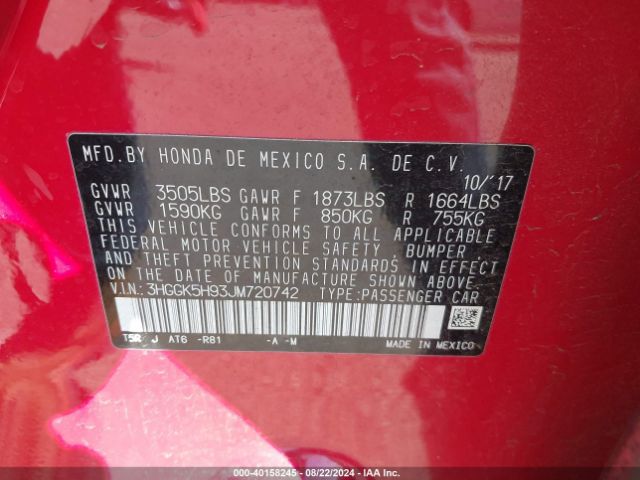 3HGGK5H93JM720742 Honda Fit Ex-l