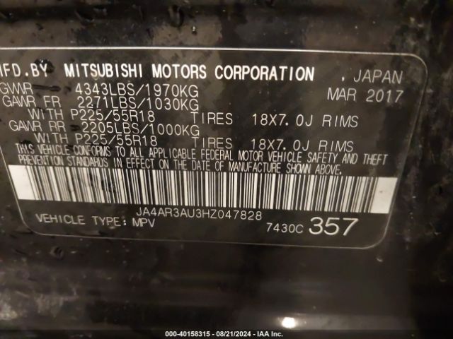 JA4AR3AU3HZ047828 Mitsubishi Outlander Sport 2.0 Es