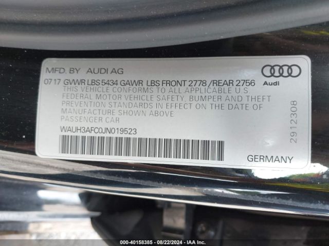 WAUH3AFC0JN019523 Audi A6 3.0t Premium