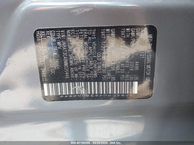 JN8AT3CA8MW025446 Nissan Rogue Sl Fwd