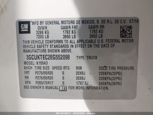 3GCUKTEC2EG552098 Chevrolet Silverado 1500 High Country