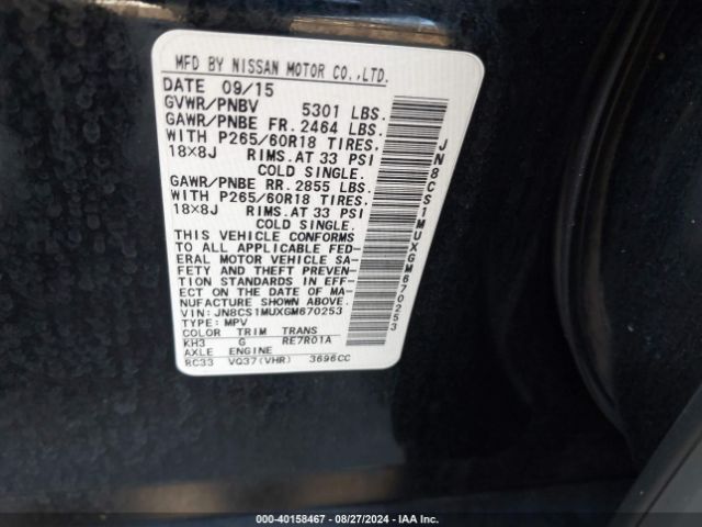 JN8CS1MUXGM670253 Infiniti QX70