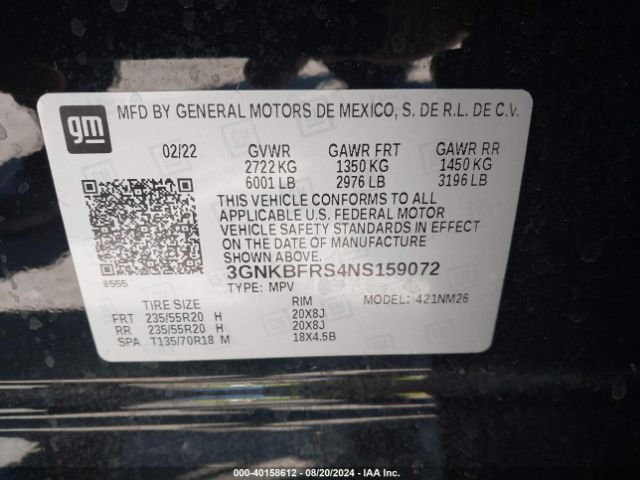 3GNKBFRS4NS159072 Chevrolet Blazer Fwd Premier
