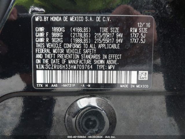 3CZRU6H33HM709764 Honda HR-V LX