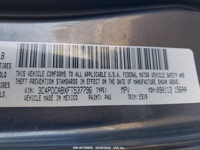 3C4PDCABXFT537796 Dodge Journey American Value Pkg