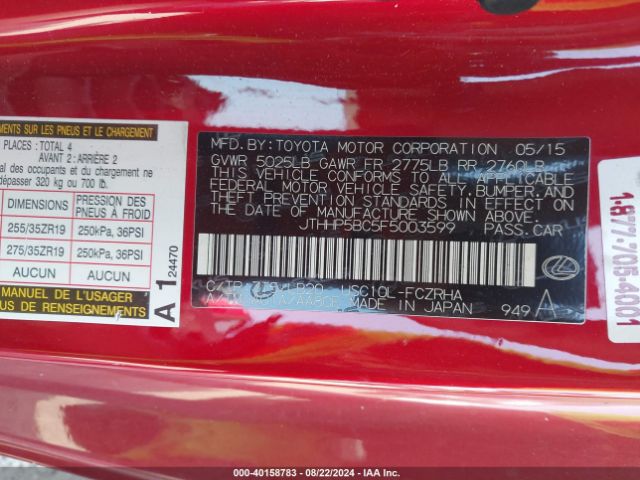 JTHHP5BC5F5003599 Lexus RC F