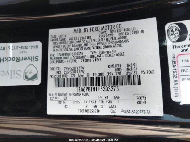 1FA6P8TH1F5303375 Ford Mustang Ecoboost