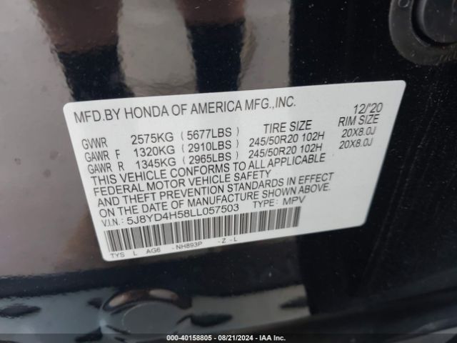 5J8YD4H58LL057503 Acura Mdx Technology Pkg