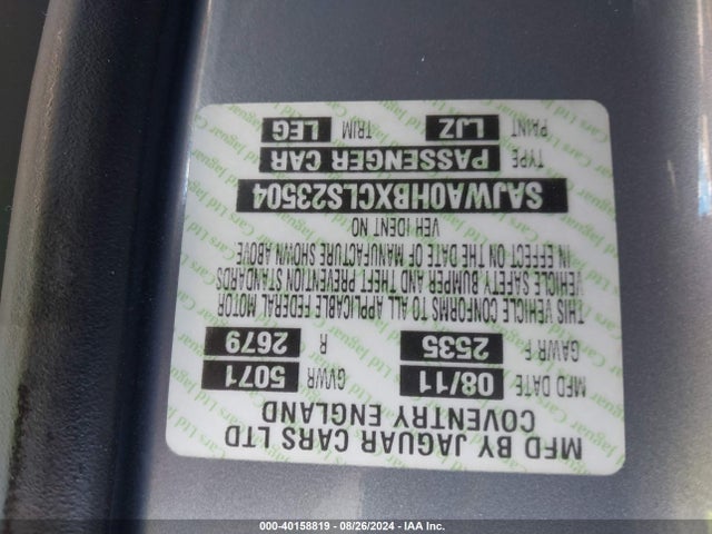 2012 JAGUAR XF SAJWA0HBXCLS23504 Photo 8