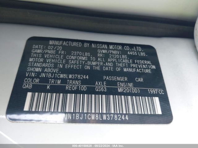 JN1BJ1CW8LW378244 Nissan Rogue Sport Sv Awd Xtronic Cvt