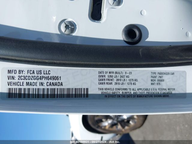2C3CDZGG4PH649061 Dodge Challenger Sxt Awd