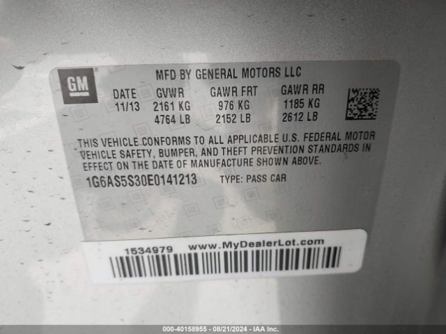 1G6AS5S30E0141213 Cadillac Cts Performance