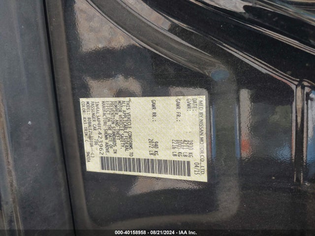Nissan Altima 2.5 S 2015 1N4AL3AP4FC423962 Image 9