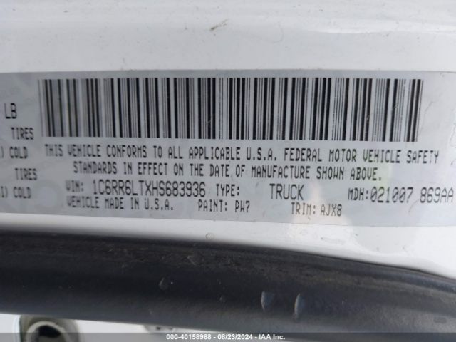 1C6RR6LTXHS683936 RAM 1500 Lone Star Silver  4x2 5'7 Box