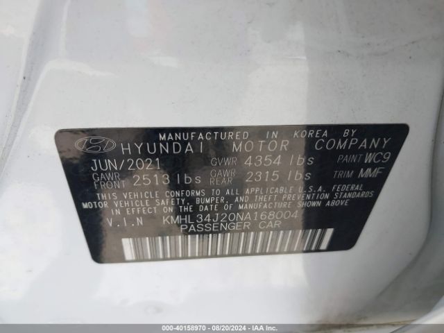 2022 HYUNDAI SONATA KMHL34J20NA168004 Photo 8