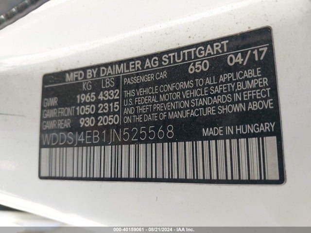 Mercedes-Benz CLA 250 2018 WDDSJ4EB1JN525568 Image 9